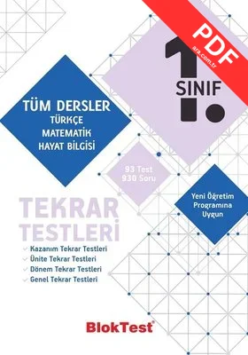 1.Sınıf Tüm Dersler Tekrar Testleri kitap kapağı