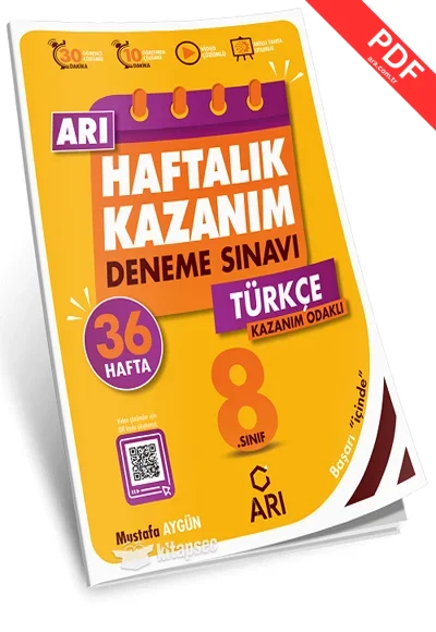 2025 8. Sınıf Arı Yayıncılık Haftalık Kazanım Türkçe deneme sınavı kitap kapağı