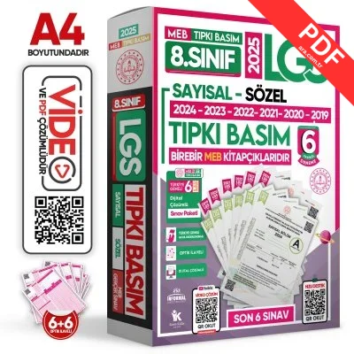 2025 8.Sınıf LGS Tıpkı Basım Çıkmış Soru 6lı Deneme Paketi Türkiye Geneli Video ve Dijital Çözümlü kitap kapağı
