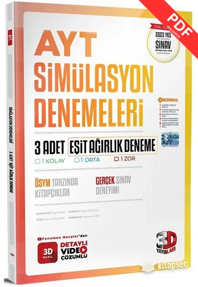 2025 AYT Eşit Ağırlık 3 lü Simülasyon Deneme 3D Yayınları kitap kapağı