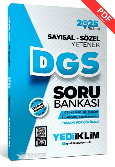 2025 DGS Prestij Serisi Sayısal-Sözel Yetenek Tamamı PDF Çözümlü Soru Bankası Yediiklim Yayınları kitap kapağı