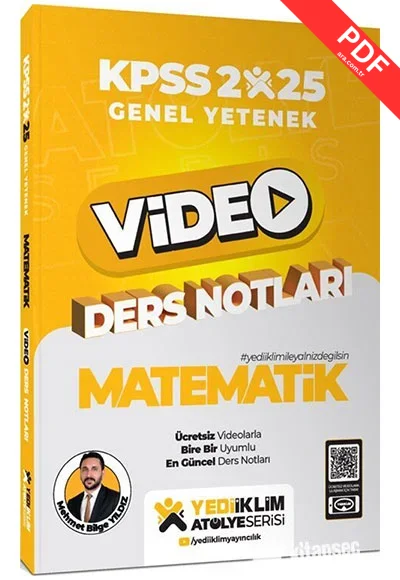 2025 KPSS Matematik Genel Yetenek Atölye Serisi Video Ders Notları Yediiklim Yayınları kitap kapağı