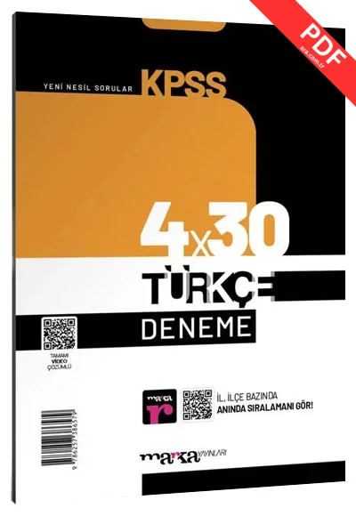 2025 KPSS Türkçe 4x30 Deneme Tamamı Video Çözümlü Marka Yayınları kitap kapağı