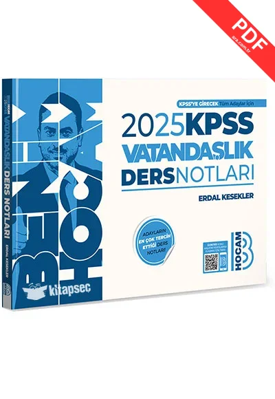 2025 KPSS Vatandaşlık Video Ders Notları Benim Hocam Yayınları kitap kapağı