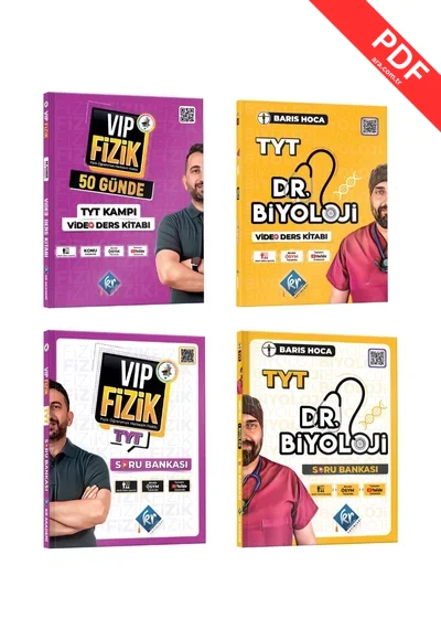 2025 Kr Akademi VIP Fizik 50 Günde TYT Kampı Video Ders Kitabı- Vip Fizik TYT Soru Bankası - Barış Hoca TYT Dr. Biyoloji Video Kamp Defteri - Barış Hoca TYT Dr. Biyoloji Soru Bankası kitap kapağı