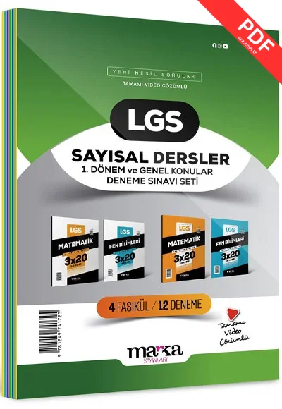 2025 LGS Sayısal Dersler 1. Dönem ve Genel Konular Deneme Sınavı Seti 4 Fasikül 12 Deneme Marka Yayınları kitap kapağı