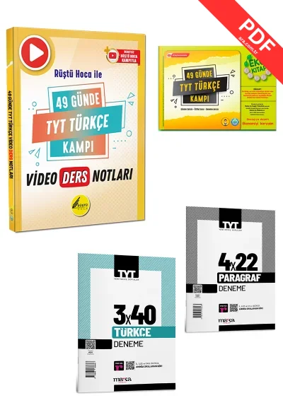 2025 Model 49 Günde TYT Türkçe Kampı Video Ders Notları + Eko Türkçe Soru Bankası Tonguç Yayınları kitap kapağı