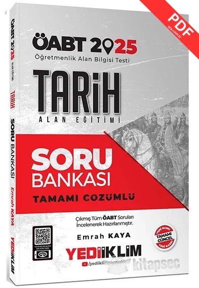 2025 ÖABT Tarih Alan Eğitimi Tamamı Çözümlü Soru Bankası Yediiklim Yayınları kitap kapağı