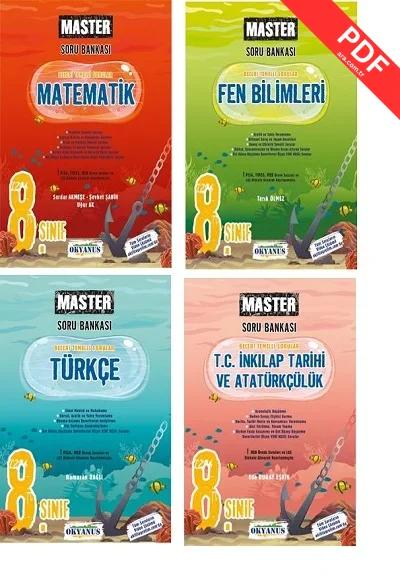 2025 Okyanus Yayınları 8.sınıf LGS Master Matematik Türkçe Fen İnkılap Soru Bankası kitap kapağı