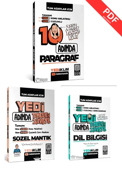 2025 Sözel Tüm Adaylar için Yedi Adımda Temelden Zirveye 10 adımda paragraf+ Dilbilgisi, Sözel Mantık 3 kitaplık Set kitap kapağı