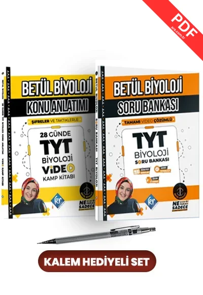 2025  TYT Biyoloji Soru Bankası ve TYT Biyoloji Konu Anlatımı 28 Günde Video Kamp Kitabı Kalem Hediyeli Set kitap kapağı