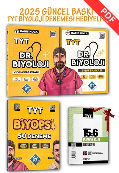 2025 TYT Biyoloji Video Ders Notları + Soru Bankası + Biyopsi 50 Deneme Dr. Biyoloji Barış Hoca Kr Akademi Yayıncılık + Marka Yayınları Deneme Hediyeli Set kitap kapağı