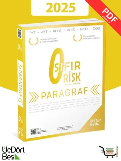 2025 TYT Paragraf Sıfır Risk Soru Bankası Video Çözümlü Üç Dört Beş Yayınları kitap kapağı