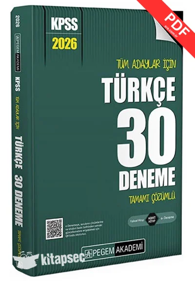 2026 KPSS Tüm Adaylar İçin Türkçe 30 Deneme Tamamı Çözümlü Pegem Yayınları kitap kapağı