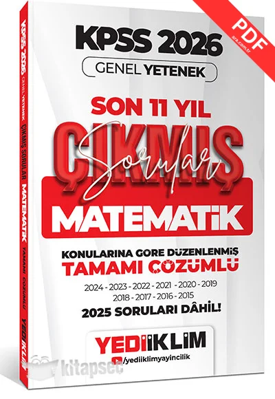 2026 KPSS Genel Yetenek Matematik Konularına Göre Tamamı Çözümlü Son 11 Yıl Çıkmış Sorular Yediiklim Yayınları kitap kapağı