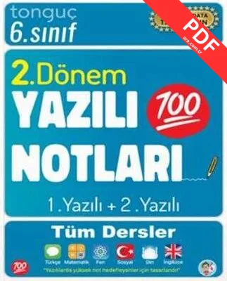 6. Sınıf Yazılı Notları 2 .Dönem 1 ve 2. Yazılı kitap kapağı