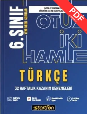 6. Sınıf Türkçe 32 Hamle Haftalık Kazanım Denemeleri kitap kapağı