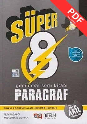 8. Sınıf Paragraf Süper Yeni Nesil Soru Kitabı kitap kapağı