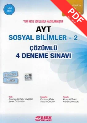 AYT Sosyal Bilimler 2-Çözümlü 4 Deneme Sınavı-Temel ve Orta Düzey kitap kapağı