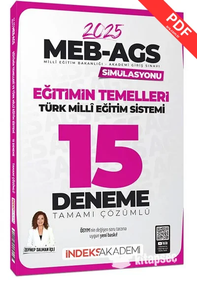 2025 MEB-AGS Simülasyonu Eğitimin Temelleri ve Türk Milli Eğitim Sistemi 15 Deneme Çözümlü İndeks Akademi Yayıncılık kitap kapağı