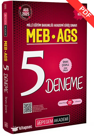 2025 MEB-AGS Tamamı Çözümlü 5 Deneme Pegem Akademi Yayıncılık kitap kapağı