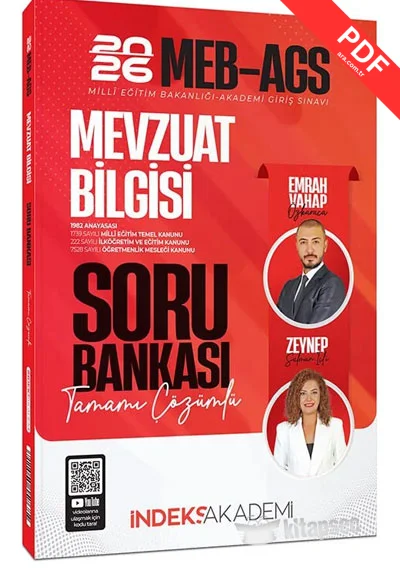 2026 MEB-AGS Mevzuat Bilgisi Soru Bankası Çözümlü İndeks Akademi Yayıncılık kitap kapağı