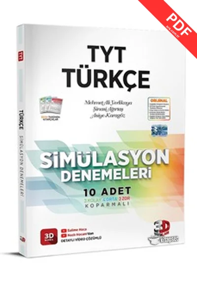 2026 TYT Türkçe Simülasyon Denemeleri Detaylı Video Çözümlü 3D Yayınları kitap kapağı