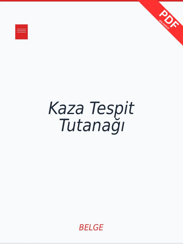 Kaza Tespit Tutanağı belge kapağı