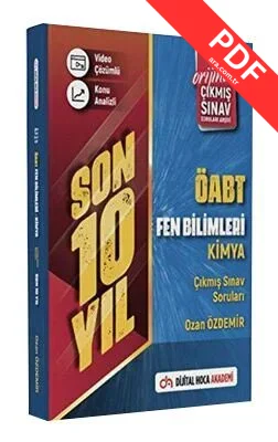 KPSS ÖABT Kimya Son 10 Yıl Orijinal Çıkmış Sınav Soruları Video Çözümlü - Konu Analizli kitap kapağı