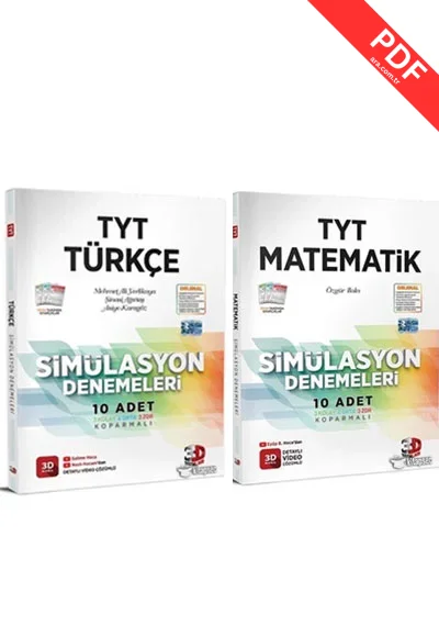 TYT Türkçe Matematik Simülasyon Denemeleri Seti Detaylı Video Çözümlü 3D Yayınları kitap kapağı